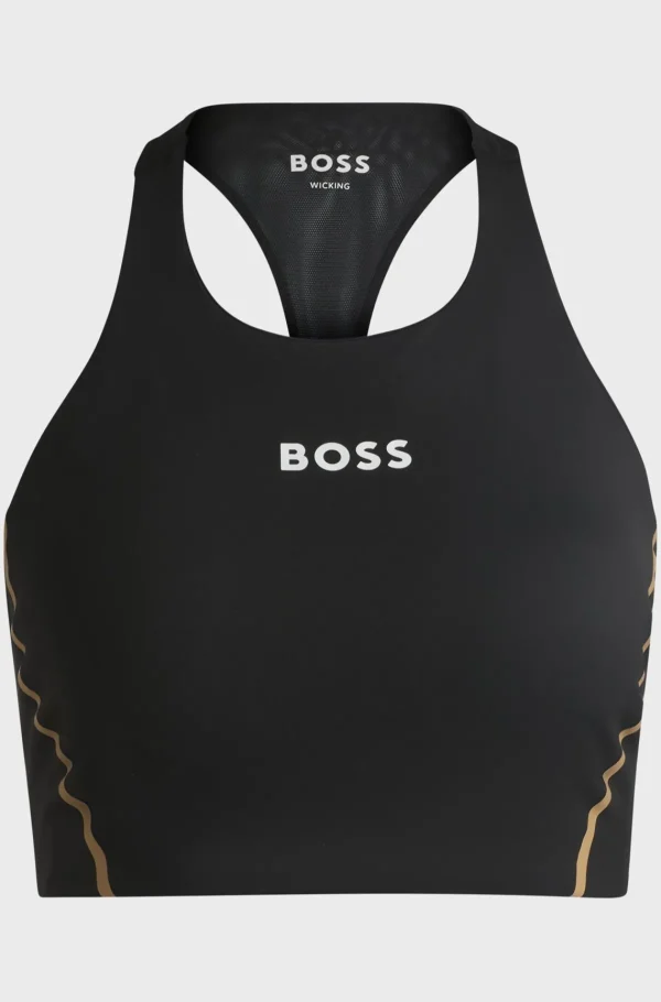 MULHER HUGO BOSS Vestuário Para O Ginásio>Top Recortado Em Jersey Elástico Com Detalhes De Malha