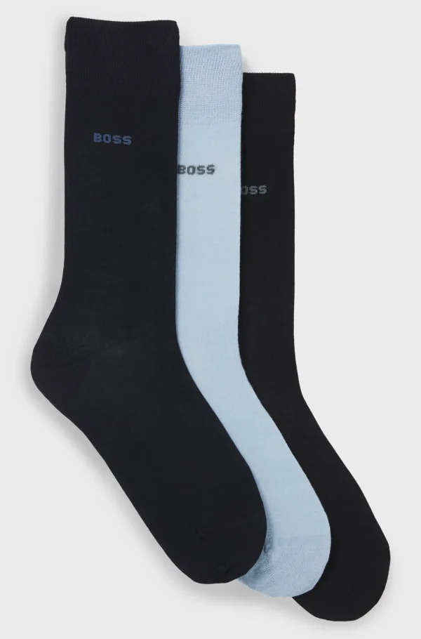 HUGO BOSS Meias>Três Pares De Meias Em Mistura De Algodão De Tamanho Regular