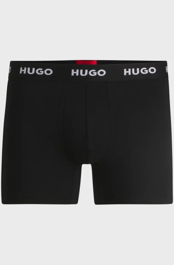 HUGO BOSS Roupa Interior>Três Slips Boxers Em Algodão Elástico Com Logótipos Na Cintura