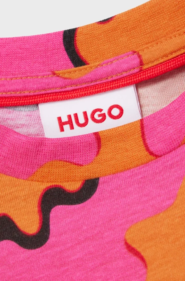 Crianças HUGO BOSS Partes De Cima Para Rapaz>T-shirt Com Estampado Sazonal E Etiqueta Com Logótipo Para Criança