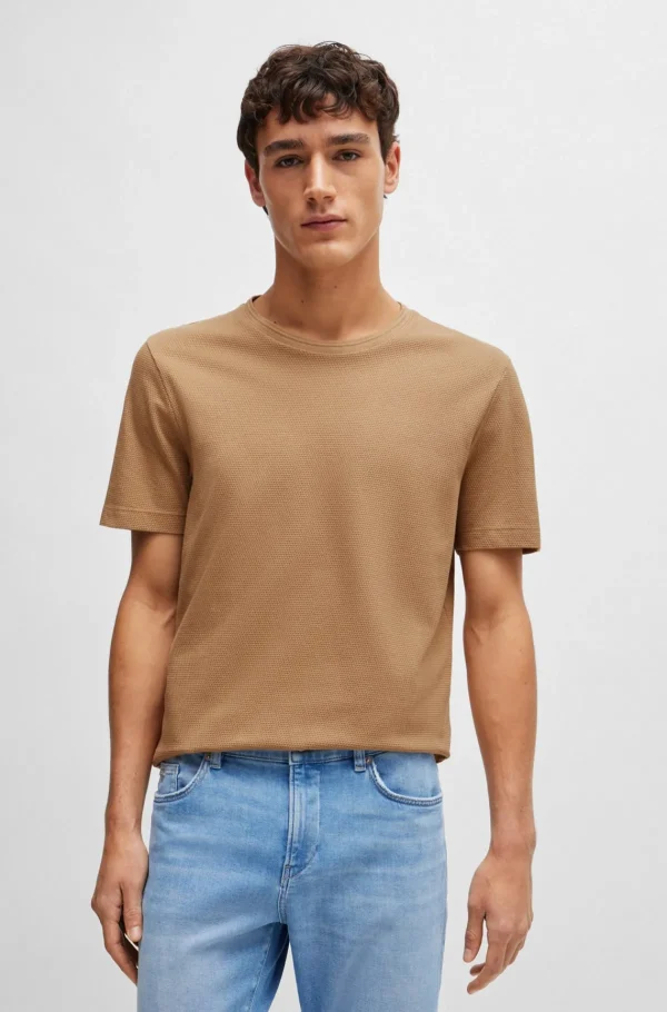 HUGO BOSS T-Shirts | Artigos Essenciais>T-shirt Com Mistura De Algodão E Padrão Jacquard Com Bolhas