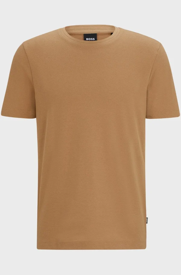 HUGO BOSS T-Shirts | Artigos Essenciais>T-shirt Com Mistura De Algodão E Padrão Jacquard Com Bolhas