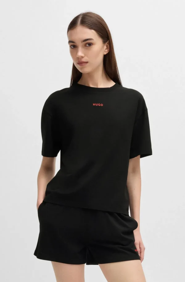 MULHER HUGO BOSS Pijamas E Loungewear>T-shirt De Ajuste Descontraído Com Logótipo De Impressão De Silicone