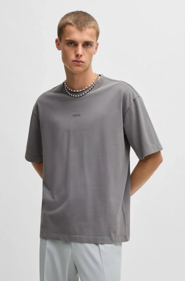 HUGO BOSS T-Shirts>T-shirt De Ajuste Descontraído De Algodão Com Estampado De Logótipo