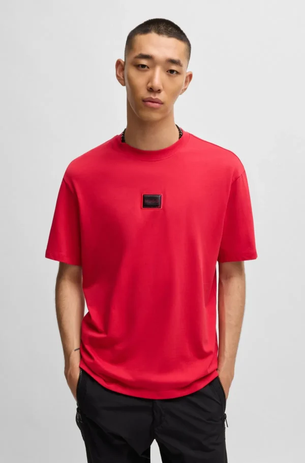 HUGO BOSS T-Shirts>T-shirt De Ajuste Descontraído Em Jersey De Algodão Com Emblema Com Logótipo