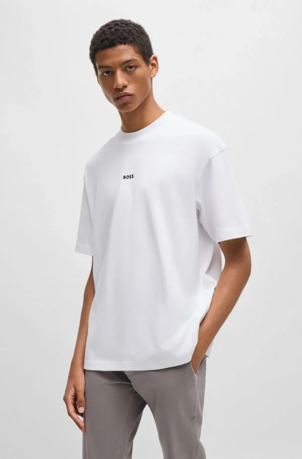 HUGO BOSS T-Shirts>T-shirt De Ajuste Descontraído Em Algodão Com Arte Do Logótipo