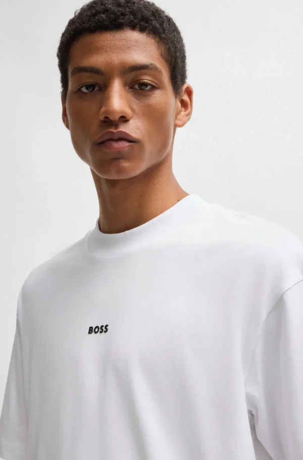 HUGO BOSS T-Shirts>T-shirt De Ajuste Descontraído Em Algodão Com Arte Do Logótipo