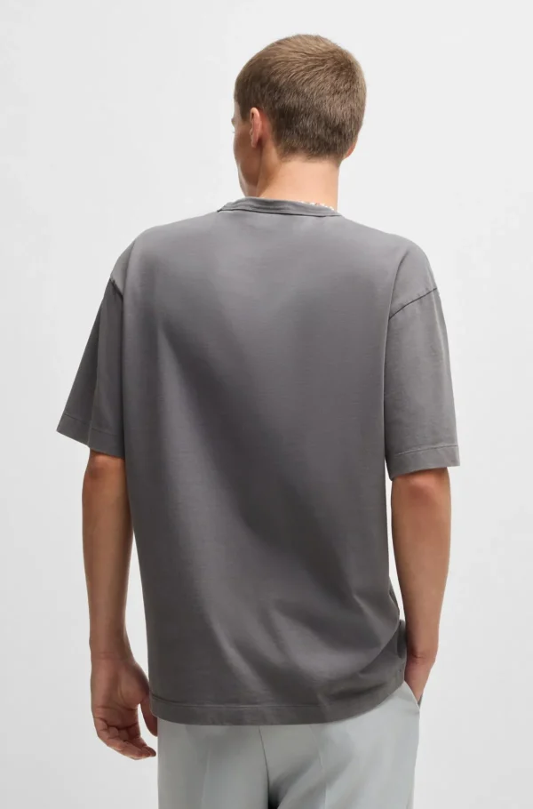 HUGO BOSS T-Shirts>T-shirt De Ajuste Descontraído De Algodão Com Estampado De Logótipo