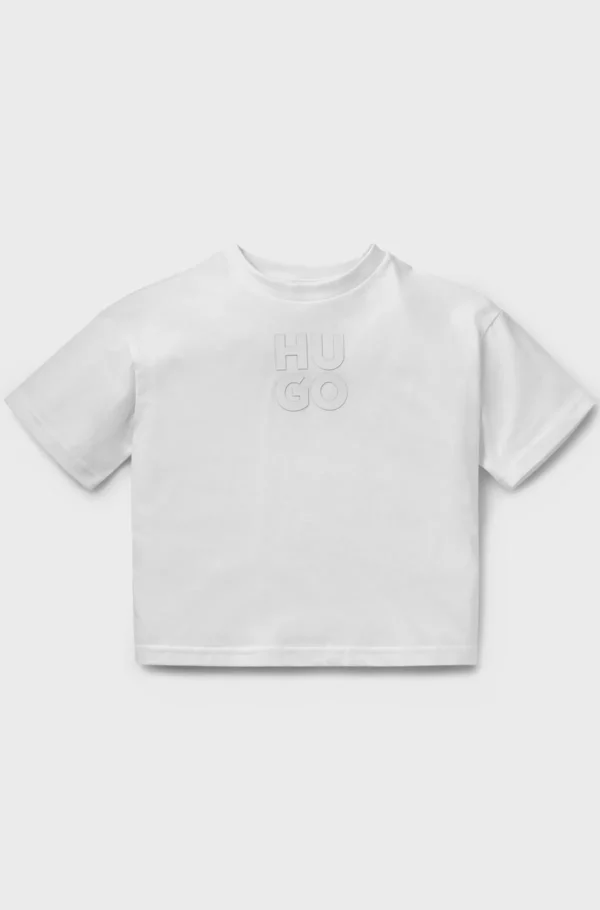 Crianças HUGO BOSS Partes De Cima Para Rapaz>T-shirt De Ajuste Largo Para Criança Em Algodão Com Logótipo Sobreposto