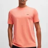 HUGO BOSS T-Shirts>T-shirt De Ajuste Regular Em Algodão Elástico Com Logótipo Contrastante