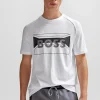 HUGO BOSS T-Shirts>T-shirt De Ajuste Regular Em Mistura De Algodão Com Arte De Logótipo