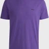 HUGO BOSS T-Shirts>T-shirt De Ajuste Regular Em Algodão Elástico Com Logótipo Contrastante