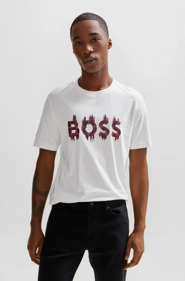 HUGO BOSS T-Shirts>T-shirt De Ajuste Regular Em Jersey De Algodão Com Arte Sazonal