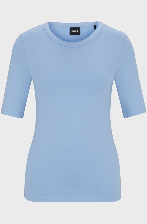 MULHER HUGO BOSS T-Shirts E Tops>T-shirt De Ajuste Slim Em Mistura De Algodão Modal