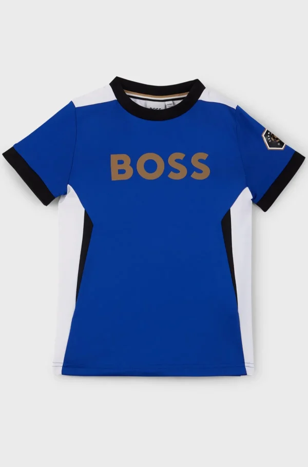 Crianças HUGO BOSS Júniores (Idades 4-14)>T-shirt De Ajuste Slim Para Criança Com Bloco De Cores E Marca