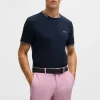 HUGO BOSS T-Shirts>T-shirt De Algodão Elástico Com Riscas E Logótipo