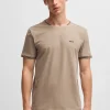 HUGO BOSS T-Shirts>T-shirt De Algodão Elástico Com Riscas E Logótipo