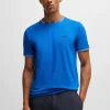 HUGO BOSS T-Shirts>T-shirt De Algodão Elástico Com Riscas E Logótipo