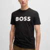 HUGO BOSS T-Shirts>T-shirt De Jersey De Algodão Com Logótipo Em Borracha