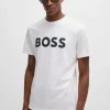 HUGO BOSS T-Shirts>T-shirt De Jersey De Algodão Com Logótipo Em Borracha