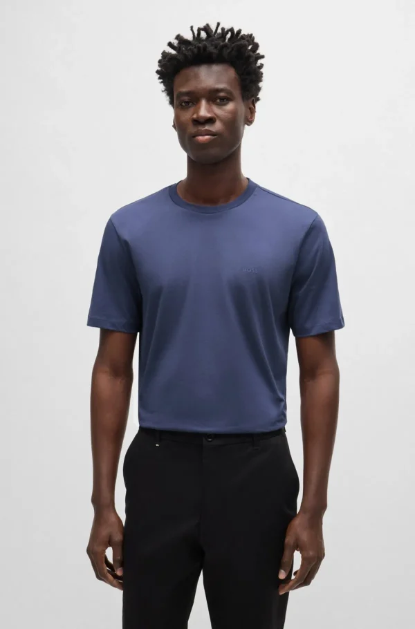 HUGO BOSS T-Shirts>T-shirt De Jersey De Algodão Com Logótipo Em Borracha