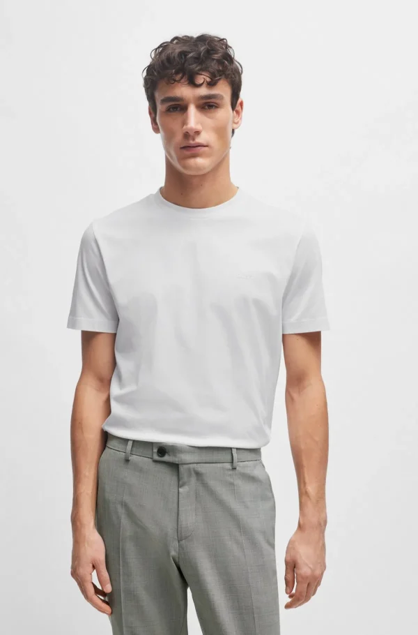 HUGO BOSS T-Shirts | Artigos Essenciais>T-shirt De Jersey De Algodão Com Logótipo Em Borracha