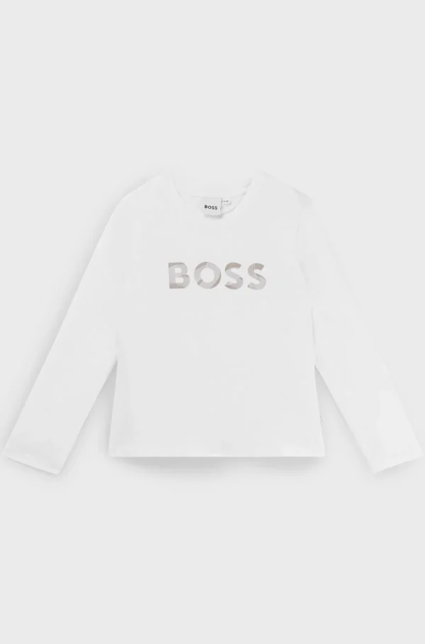 Crianças HUGO BOSS Partes De Cima Para Rapariga>T-shirt De Manga Comprida Com Detalhes De Risca Característicos Para Criança