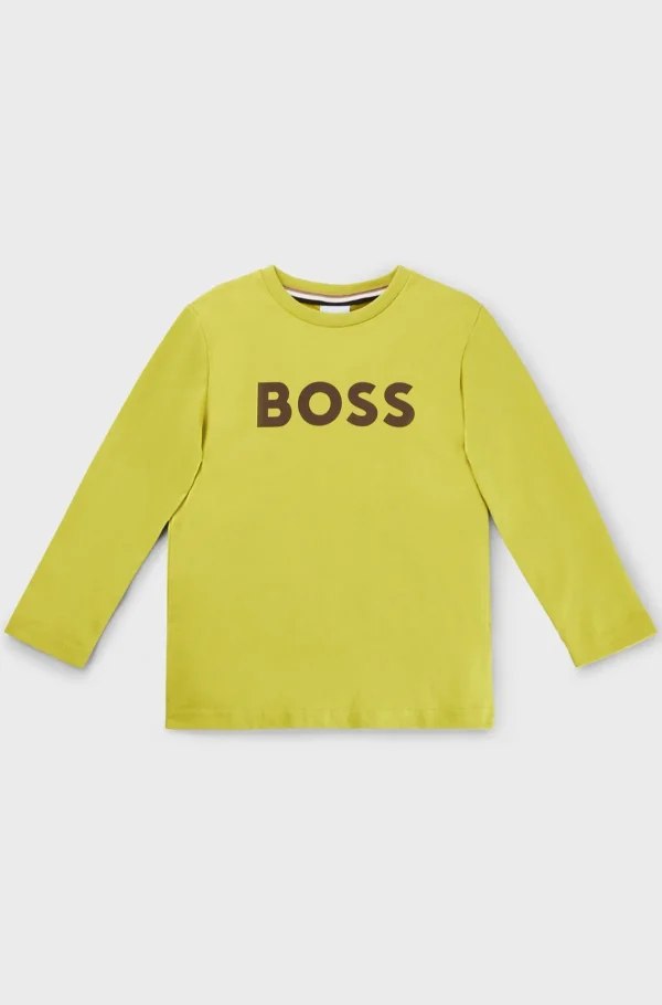 Crianças HUGO BOSS Júniores (Idades 4-14)>T-shirt De Manga Comprida Para Criança Em Algodão Com Estampado De Logótipo