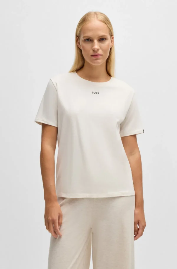 MULHER HUGO BOSS Pijamas E Loungewear>T-shirt De Pijama Com Logótipo Em Jersey De Algodão Elástico