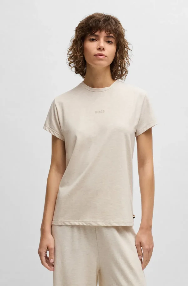 MULHER HUGO BOSS Pijamas E Loungewear>T-shirt De Pijama Em Modal Elástico Com Logótipo Estampado