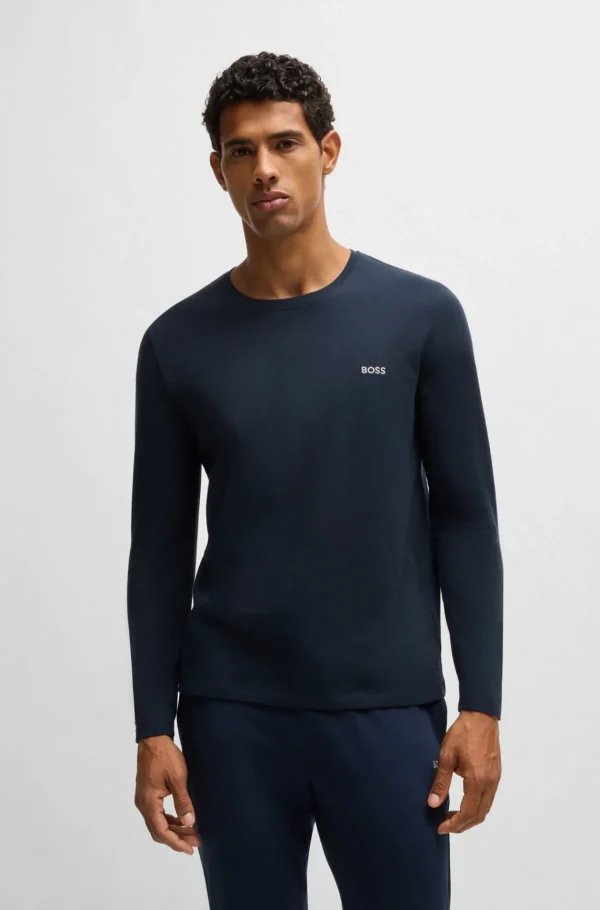 HUGO BOSS Pijamas E Loungewear>T-shirt Em Algodão Elástico Com Logótipo Bordado