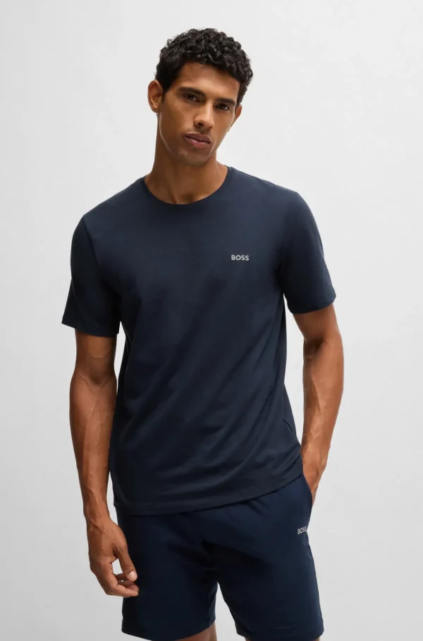 HUGO BOSS Pijamas E Loungewear>T-shirt Em Algodão Elástico Com Logótipo Bordado