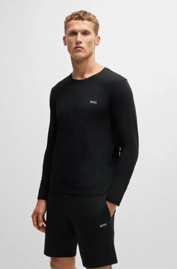 HUGO BOSS Pijamas E Loungewear>T-shirt Em Algodão Elástico Com Logótipo Bordado