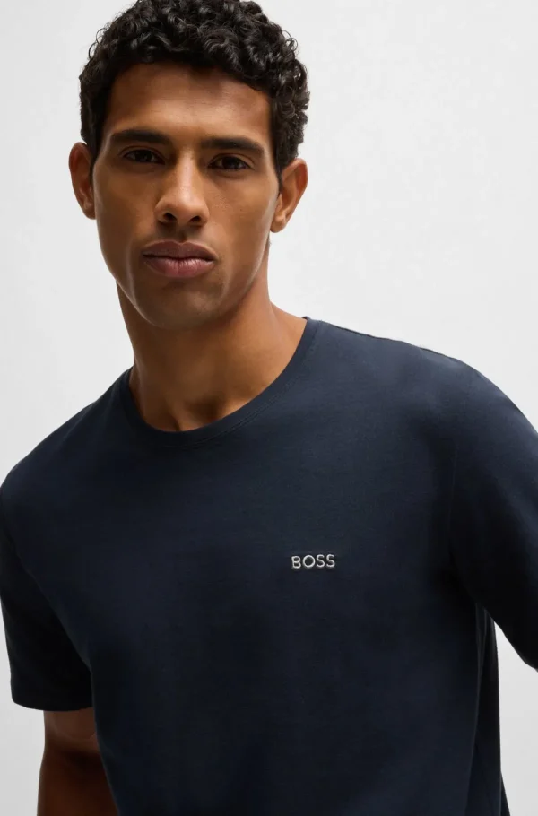 HUGO BOSS Pijamas E Loungewear>T-shirt Em Algodão Elástico Com Logótipo Bordado