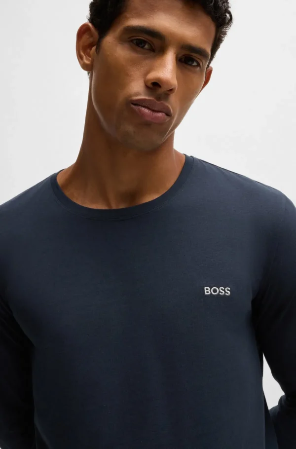 HUGO BOSS Pijamas E Loungewear>T-shirt Em Algodão Elástico Com Logótipo Bordado