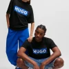 MULHER HUGO BOSS T-Shirts E Tops>T-shirt Em Jersey De Algodão Com Logótipo Azul