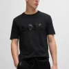 HUGO BOSS T-Shirts>T-shirt Em Jersey De Algodão Com Logótipo De Efeito Espelhado Estampado