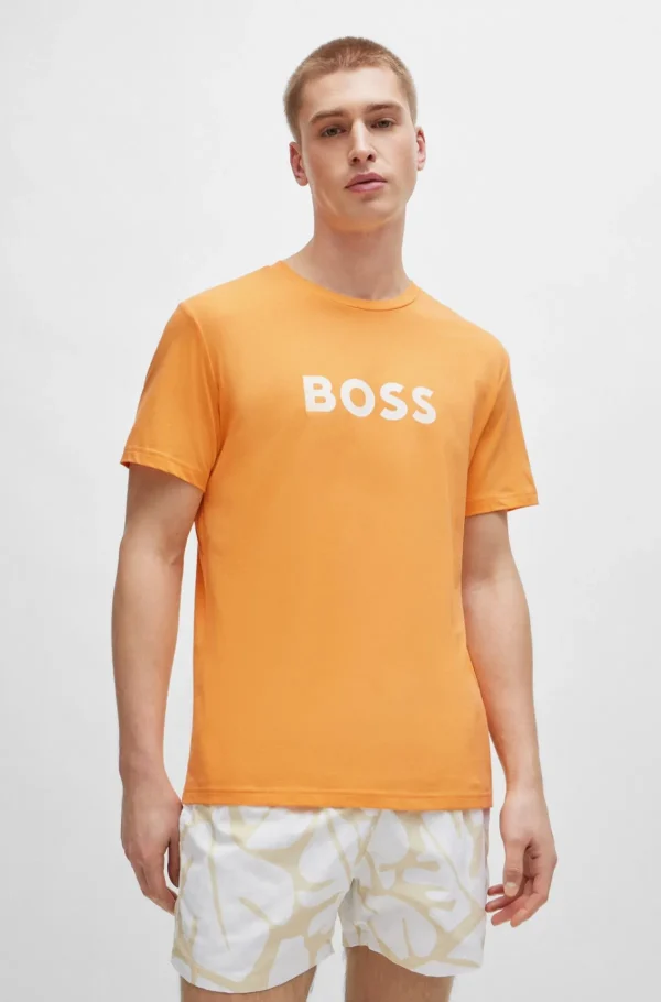 HUGO BOSS Fatos De Banho>T-shirt Em Jersey De Algodão De Ajuste Regular E Proteção UV FPS 50+