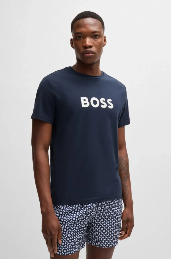 HUGO BOSS Fatos De Banho>T-shirt Em Jersey De Algodão De Ajuste Regular E Proteção UV FPS 50+