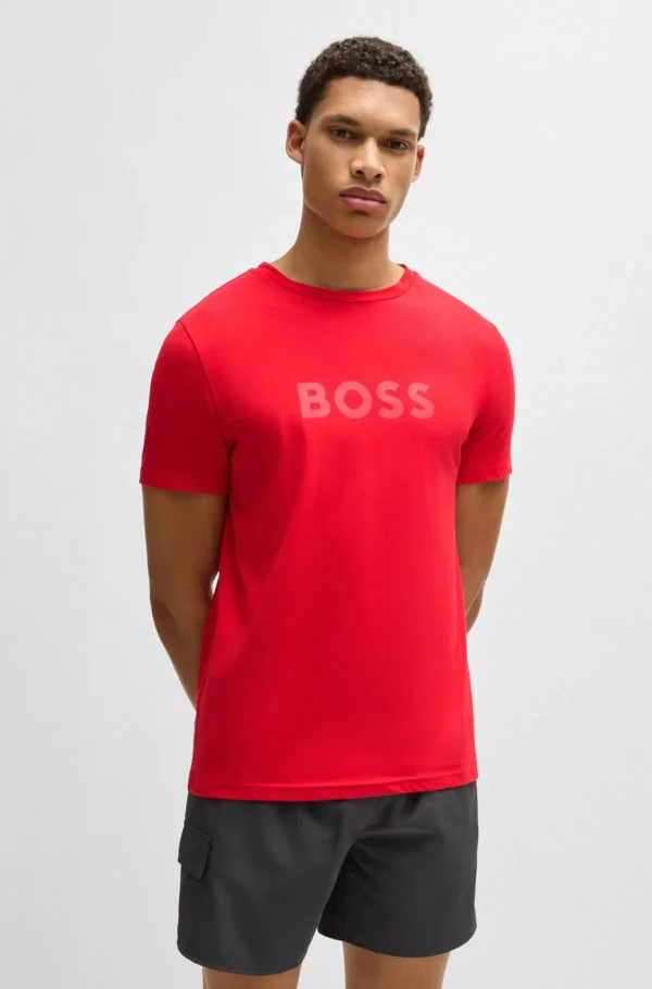 HUGO BOSS Roupa De Praia>T-shirt Em Jersey De Algodão De Ajuste Regular E Proteção UV FPS 50+