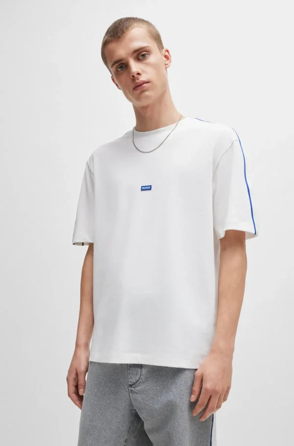 HUGO BOSS T-Shirts>T-shirt Em Jersey De Algodão Com Acabamentos Em Fita