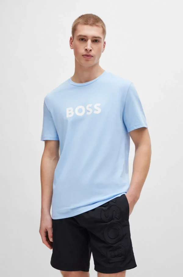 HUGO BOSS Fatos De Banho>T-shirt Em Jersey De Algodão De Ajuste Regular E Proteção UV FPS 50+