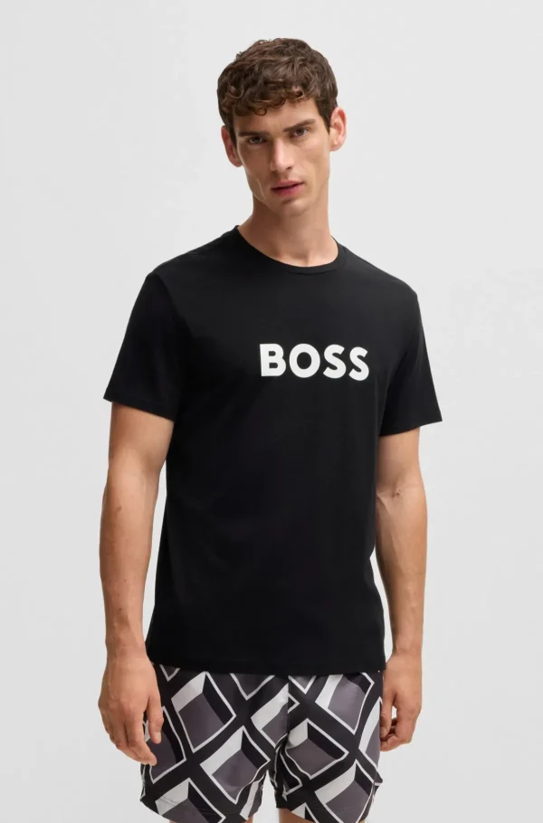 HUGO BOSS Fatos De Banho>T-shirt Em Jersey De Algodão De Ajuste Regular E Proteção UV FPS 50+