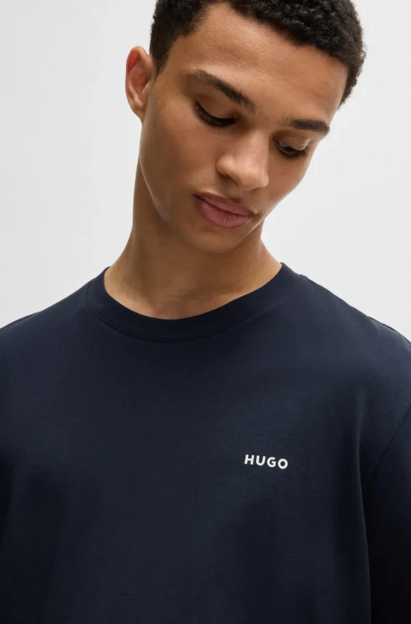 HUGO BOSS Artigos Essenciais>T-shirt Em Jersey De Algodão Com Logótipo Estampado