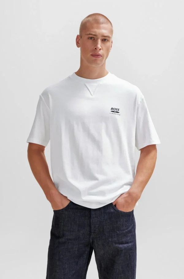 HUGO BOSS T-Shirts>T-shirt Em Jersey De Algodão De Ajuste Grande Com Arte Da Nova Estação