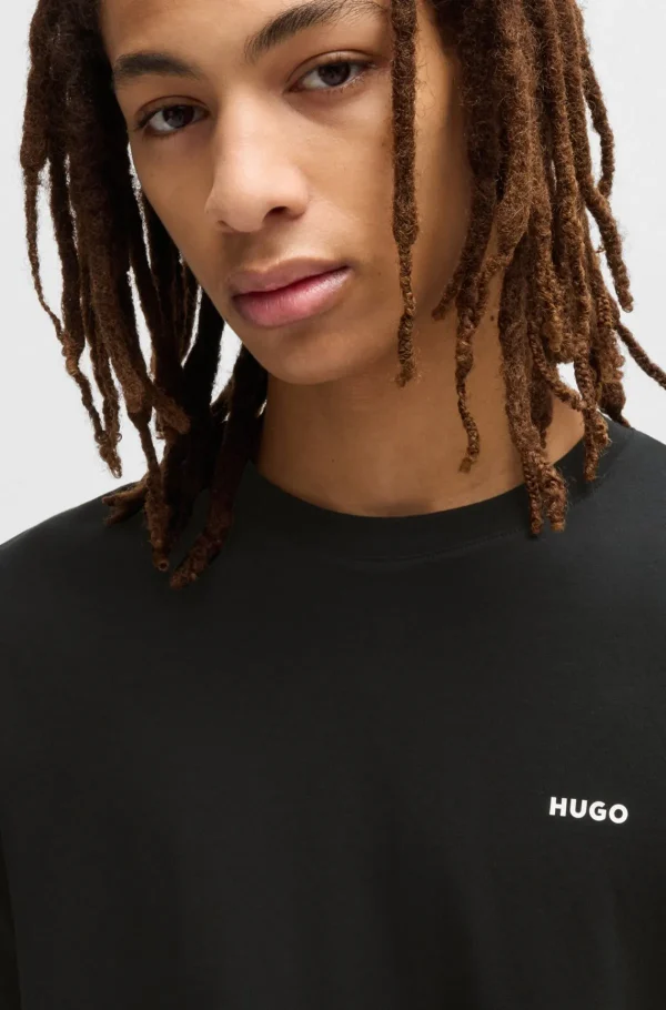 HUGO BOSS Artigos Essenciais>T-shirt Em Jersey De Algodão Com Logótipo Estampado