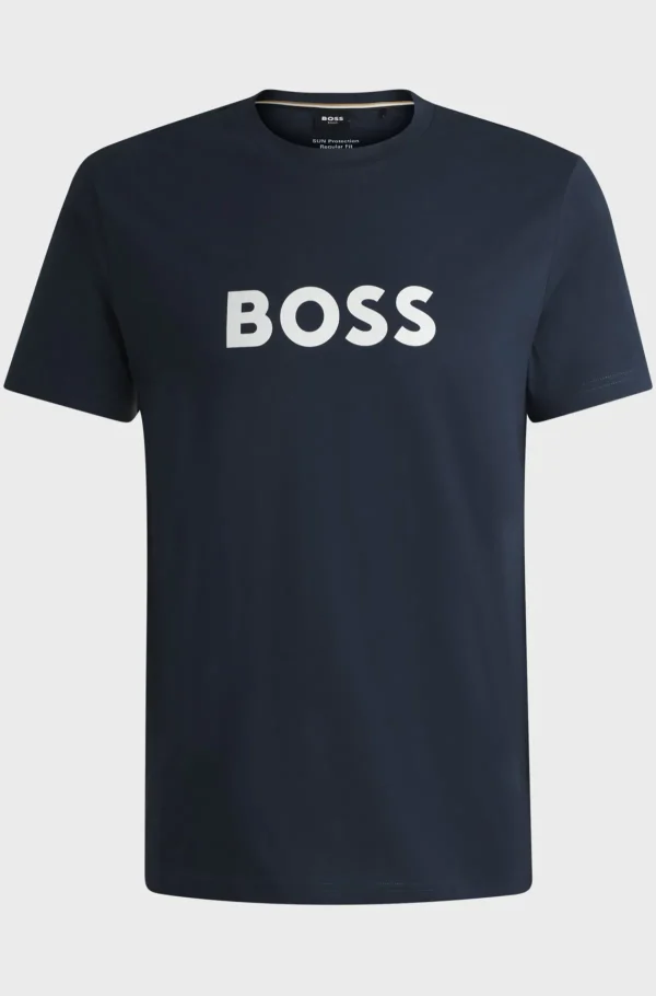 HUGO BOSS Fatos De Banho>T-shirt Em Jersey De Algodão De Ajuste Regular E Proteção UV FPS 50+