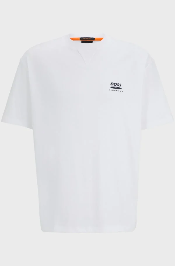 HUGO BOSS T-Shirts>T-shirt Em Jersey De Algodão De Ajuste Grande Com Arte Da Nova Estação