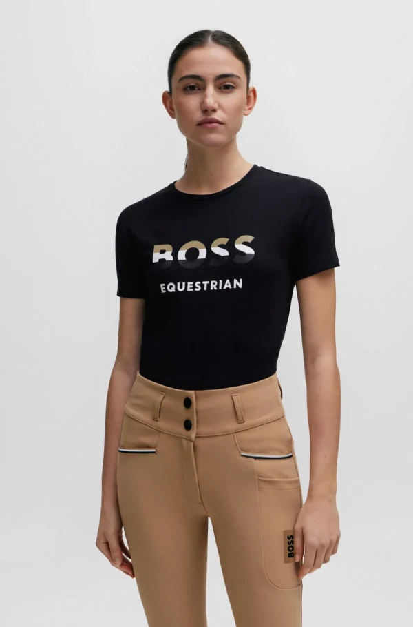 MULHER HUGO BOSS Roupa De Equitação>T-shirt Equestre De Algodão Elástico Com Detalhes De Logótipo