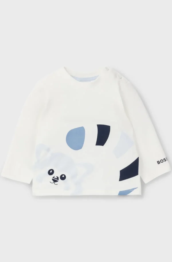 Crianças HUGO BOSS Bebés (Idades 0-1)>T-shirt Para Bebé Em Algodão Elástico Com Arte De Panda Vermelho